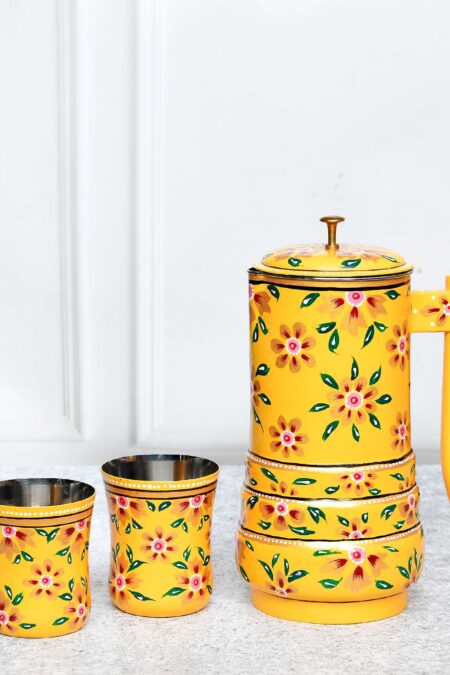 ALUMINIUM JUG WITH GLASS